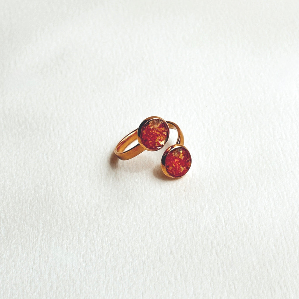 Anillo Doble Rosas Trituradas • Ajustable