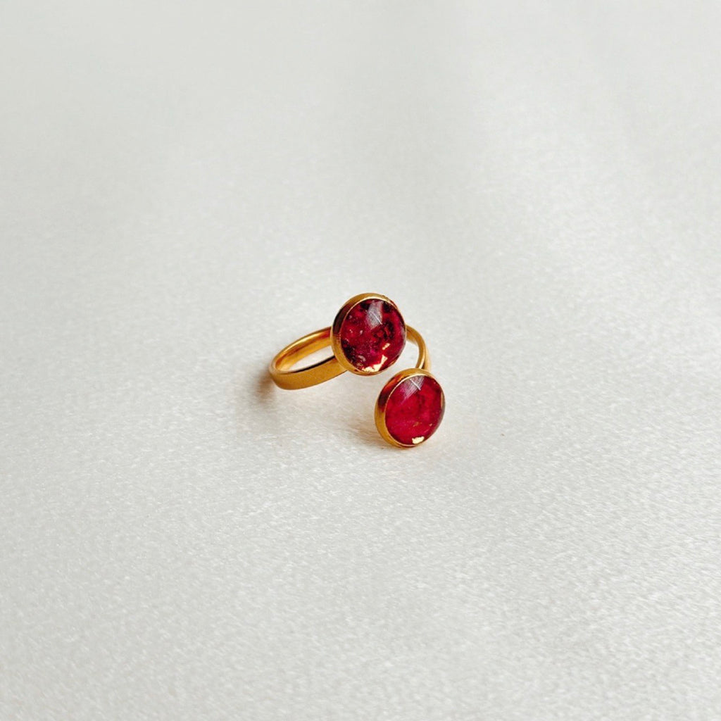 Anillo Doble Rosas Trituradas • Ajustable