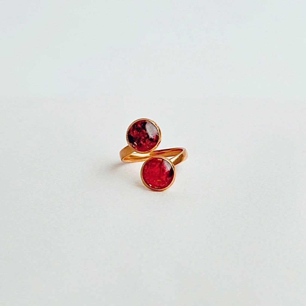 Anillo Doble Rosas Trituradas • Ajustable